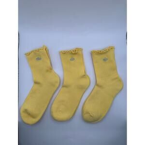 3 Pairs Alo Yoga Women's Lettuce Edge Sock M/L fits sizes 8 – 11 Yellow